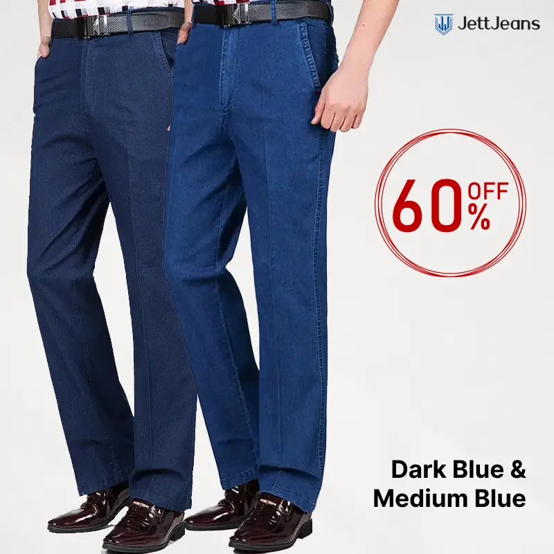 JettJeans3 - Men's High Waist Straight Fit Stretch Jeans - SumShap